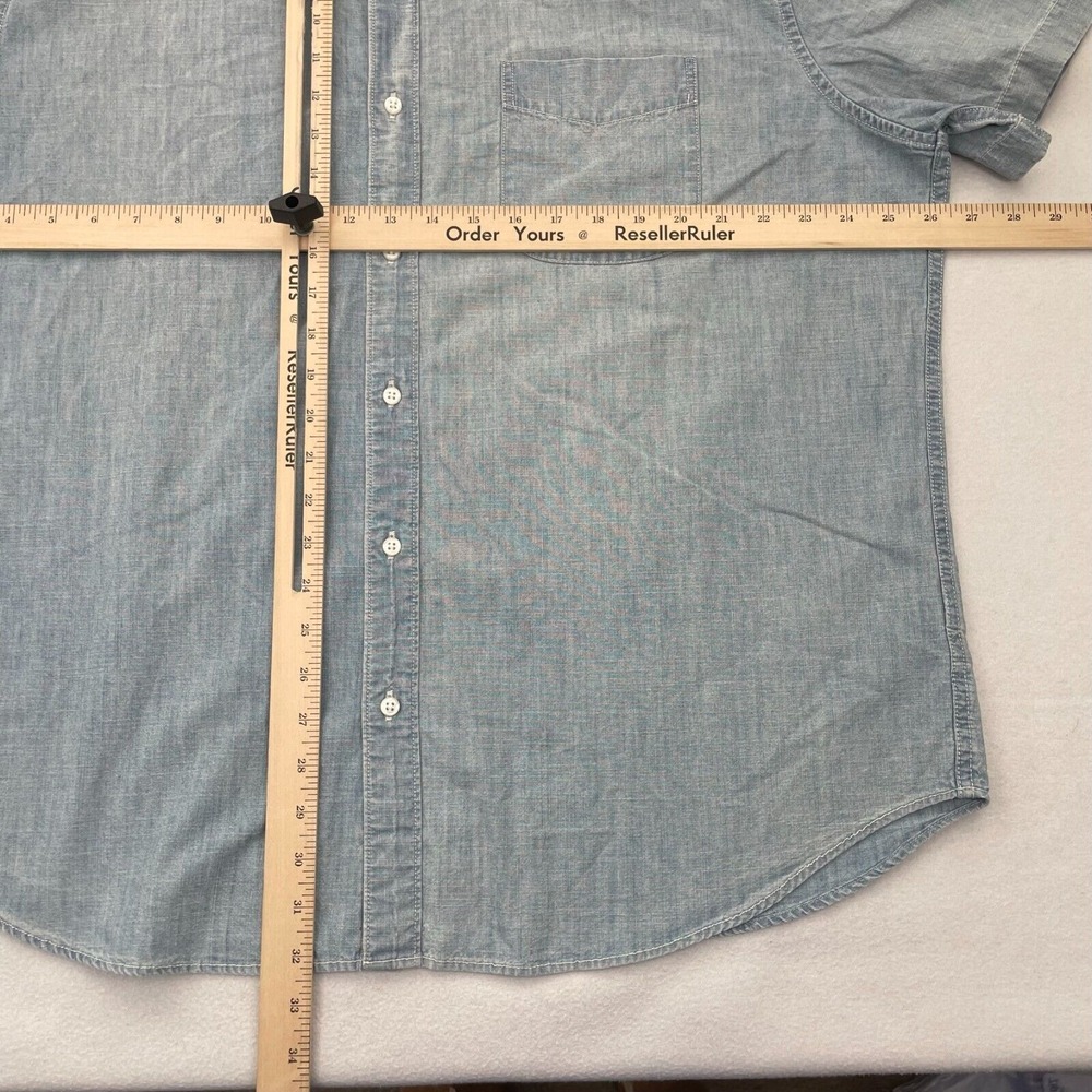 J. Crew Jean Shirt Mens 2XL Blue Denim Look Button Down Short Sleeve NWT - Picture 10 of 11